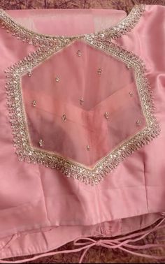 Boat Neck Aari Work Blouse Designs, Aari Work On Net Blouse, Netted Blouse Designs, Blouse Necklines, Blouse Designs High Neck, Net Blouse, Blouse Designs Catalogue, Aari Blouse, New Saree Blouse Designs