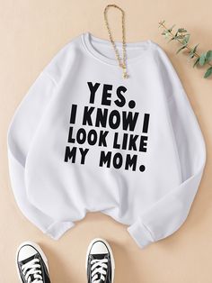 Faster shipping. Better service Cute Dress Outfits, Cute Shirt Designs, Letter Print Sweatshirt, Funny Outfits, Sweatshirt Women, Mom Sweatshirt, Print Graphic, Really Cute Outfits, Free Clothes