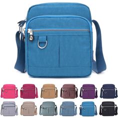 the small cross body bag has multiple compartments and two zippers on each side, including one