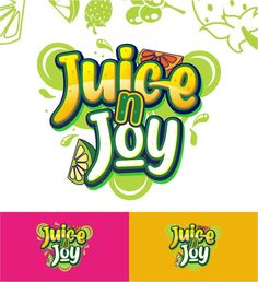 the juice in joy logo is colorful and has an image of lemons on it