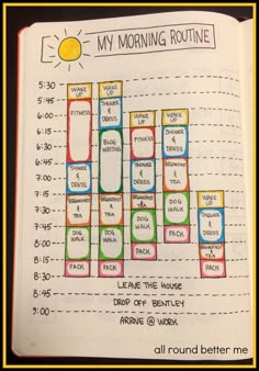 a crossword puzzle in a notebook with the words'my morning routine '