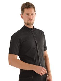 Whether you’re on the hunt for the perfect chef’s shirt or the ideal service shirt, this Unisex Chef/Service Shirt from Kentaur fits the bill with its modern styling and functional design. This professional button-down shirt offers everything you need in chef wear, including: 65/35 recycled poly cotton blend for durability and superior machine wash-ability High-quality, sewed on button closure with heavy-duty, contrasting thread Stand-up collar with a collar strap to keep your bib apron in place Modern Semi-formal Short Sleeve Tops, Modern Semi-formal Tops With Short Sleeves, Modern Semi-formal Short Sleeve Shirt, Modern Short Sleeve Shirt For Work With Button Closure, Classic Fitted Black Short Sleeve Shirt, Modern Black Shirt For Semi-formal Occasions, Modern Black Semi-formal Shirt, Classic Black Short Sleeve Shirt For Work, Black Short Sleeve Shirt For Semi-formal Occasions