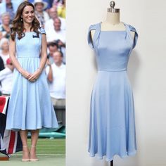 Kate Middleton Light Blue Dress/ Duchess Cambridge Wimbledon - Etsy Light Blue A-line Summer Dress, Light Blue Dress-down Dresses For Summer, Light Blue Dresses For Summer Dress Down, Light Blue Casual Summer Dresses, Light Blue A-line Dress For Garden Party, Light Blue A-line Midi Dress For Casual Wear, Kate Outfits, Kate Middleton Style Dresses, Rich Girl Outfits