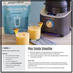 the recipe for pine colada smoothie is shown