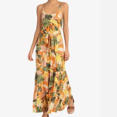 Nwt Gorgeous Dress. Combine With 2 More Of My Items To Get 30 % Off And Save On Shipping. Give Me An Offer! Painterly Floral, Maxi Sundress, Tropical Dress, Maggy London, Dress With Belt, Braided Strap, Belt Size, Gorgeous Dresses, Warm Weather