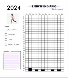 a printable exercise sheet for running