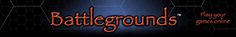 the title for battlegroundss is shown in red and black letters on a dark background