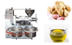 peanut oil making machine and peanuts oil dispenser with glass bowl on white background