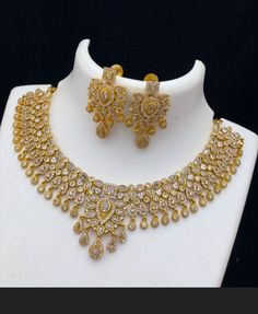 New South Indian Style, American Diamond Necklaces, American Diamond, Indian Style, Choker Necklaces, Style Necklace, White Stone, Necklace Set, Diamond Necklace