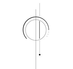 a black and white drawing of a circle with two circles on it's side