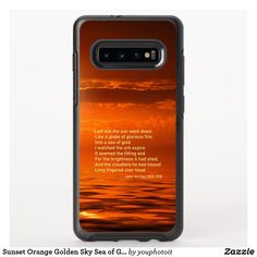 an orange sunset with the bible verse for samsung galaxy s10 case, designed by zazzle