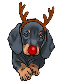 a drawing of a dog with antlers on it's head and nose sitting down