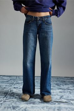 Levi’s® Low Loose Jean | Urban Outfitters Levi's Jeans Aesthetic, Levis Low Loose Jeans, Jeans Inspo Style, Levi's Relaxed Fit Wide Leg Flare Jeans, Levi's Wide Leg Jeans For Everyday Wear, Levi's Relaxed Fit Dark Wash Flare Jeans, Wide Cuff Jeans Outfit, Jeans With Heels Outfits, Loose Bootcut Jeans