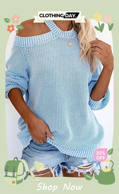 Sexy Off-shoulder Solid Color Loose Knit Sweater Loose Knit Sweater, Loose Knit Sweaters, Loose Knit, Fashion Street, Knit Sweater, Knitted Sweaters, Off Shoulder, Split, Sweaters For Women