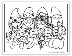 Free November coloring pages are great for educational activities for kids, crafts, road trips, and more. Celebrate this holiday season with monthly coloring pages November Free Printables, Months Of The Year Coloring Pages, November Coloring Pages Free Printable, Monthly Coloring Pages, Season Coloring Pages, November Coloring Pages, Gratitude Tree, November Colors