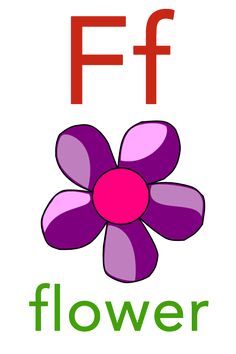 the letter f is for flower with an image of a flower on it's side