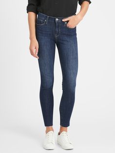 Mid-Rise Skinny Ankle Jean with Raw Hem | Banana Republic Everyday Dark Wash Mid-rise Cropped Jeans, Mid-rise Medium Wash Jeggings For Fall, Fall Medium Wash Mid-rise Jeggings, Everyday Mid-rise Dark Wash Cropped Jeans, Fall Mid-rise Medium Wash Jeggings, Everyday Mid-rise Jeans, Dark Wash Mid-rise Relaxed Fit Jeans, Dark Wash Relaxed Fit Mid-rise Jeans, Mid-rise Jeggings With Five Pockets For Everyday