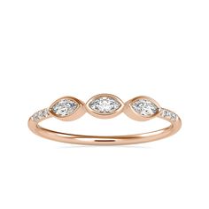 0.19 Carat Diamond 14K Rose Gold Ring - Fashion Strada Rose Gold Marquise Ring For Formal Occasions, Formal Marquise Rose Gold Ring, Formal Rose Gold Marquise Ring, 14k Rose Gold Ring, Lovely Ring, Diamond Bands, Diamond Earrings Studs, Diamond Studs, Rose Gold Ring