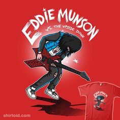 an image of eddie mussonn and his guitar t - shirt on display