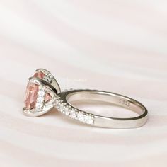 Beautiful Cushion Morganite Ring ►Made of solid sterling silver with rhodium finish (925) ►Accented with simulated diamonds (CZ) ►Average band width: 2.1 mm Center Stone: Morganite Color: Peachy-Pink Shape: Cushion Measurements: 7.0 x 7.0 mm Carat Weight: 2 ct. (approx.) Gemstone creation: Lab-Created ��✓ 100% Nickel-Free ✓ Hypoallergenic ✓ Comfort Fit ✓ Free Ring Box ✓ Free USA Shipping ✓ Ready to ship next business day Morganite Engagement Ring Halo, Grey Diamond Ring, Yellow Jewelry, Morganite Engagement, Morganite Engagement Ring, Morganite Ring, Grey Diamond, Hidden Halo, Silver Engagement Rings