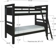 bunk bed with ladder and mattress measurements