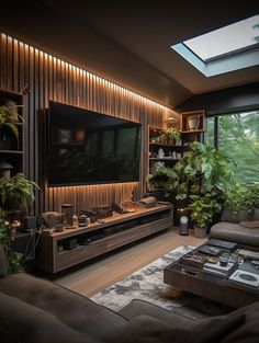 a living room filled with furniture and a flat screen tv