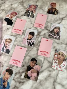 several cards with pictures of people on them are arranged in the shape of a heart