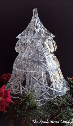 A Glass Bowl Christmas Tree in 5 Easy Steps Diy Crystal Christmas Tree, Crystal Bowl Christmas Tree, Glass Bowl Christmas Tree, Crystal Trees, Lace Trees, Cream Sofa, Vinyl Tablecloth