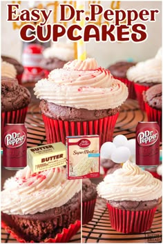 an advertisement for cupcakes with frosting and sprinkles