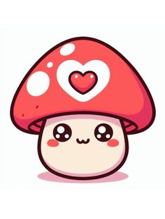 a mushroom with hearts on it's head