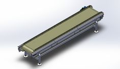 a conveyor belt with rollers attached to it on top of a white surface