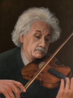 an old man playing the violin with his eyes closed