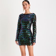 Lulus Party Dress Festive Sequin Mini Dress For Evening, Festive Sequin Mini Evening Dress, Cocktail Mini Dress With Contrast Sequin For Evening, Festive Sequin Dress For Night Out, Festive Evening Mini Sequin Dress, Festive Mini Sequin Evening Dress, Festive Party-ready Sequin Dress For Night Out, Festive Contrast Sequin Mini Dress For Night Out, Glamorous Multicolor Cocktail Evening Dress