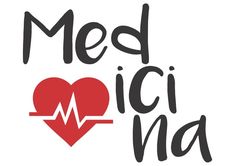 the words medici na and a heart with a heartbeat on it's side