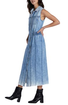 Dress it up on denim day in a sleeveless dress turned to the perfect fade. 48 1/2" length Spread collar Sleeveless Elastic waist 95% cotton, 4% polyester, 1% spandex Machine wash, tumble dry Imported Denim Day, Denim Shirt Dress, Powder Blue, Lab, Top Brands, Elastic Waist, Sleeveless Dress, Shirt Dress, Nordstrom