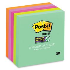 post - it notes super sticky 3x3 assorted colors, pack of 5