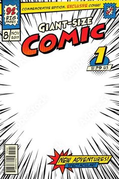 an old comic book cover with the word's title in red and blue, surrounded by