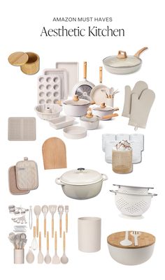 Aesthetic kitchen must haves from Amazon - Tiktok made me buy it.  Wanting a dreamy, aesthetic kitchen on a budget?  Check out these minimal, neutral colored, aesthetic kitchen pots and pans, bamboo bowls, beige and white utensiles and everything you need for your dream kitchen. Minimalist Kitchen Design, Beige Kitchen, Aesthetic Kitchen, Kitchen Must Haves, Amazon Home Decor, Minimalist Kitchen, Kitchen Items, Home Decor Tips, Favorite Products