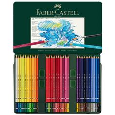 faber - castel colored pencils in display case