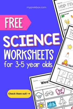 Looking for a screen-free indoor activity for your little one, but don't know what to teach and where to start? These free science printables can help you! Simply print them out, and have your child dive into the world of science for hours! For more science fun delivered monthly, check out myprekbox.com Preschool Science Worksheets, Free Science Printables, Free Science Worksheets, Stem Activities Preschool, Science Printables, Preschool Stem, Free Preschool Worksheets, Stem Activity