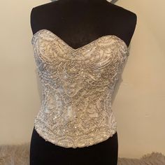 Never Worn Store Sample Good Condition True To Size. Color Is Ivory Crystal Corset, Embroidery Corset, Beadwork Embroidery, Corset Bodice, Bustiers, Dream Closet, Bodice, Size 12, Womens Tops