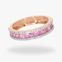 The perfect addition to your ring stack - our Natural Pink Sapphire with Diamonds!  RING DETAILS ◆ METAL DETAILS ◆ Metal Options: 14K & 18K Solid Gold (Message us for 9K/10K Gold Options) Colors: White, Yellow & Rose Gold Design: Half Eternity Design ◆ STONE DETAILS ◆ Stone: Natural Sapphires Sapphire Weight: 1.25cts Diamond Quality: VS/SI Clarity | G Color Diamond Weight: 0.27cts ◆ SAPPHIRE COLLECTION ◆ We have half-eternity bands in various Sapphire colors! Check them out on our page :) ◆ CUSTOMIZATION REQUESTS ◆ Want to customize this ring? Send us a message and we can help you! We undertake all sorts of custom jewelry orders. ◆ SHIPPING DETAILS ◆ Shipping: Via FedEx Express Processing Time: 5 to 10 Days Delivery: 5 to 7 Days Tracking ID provided Please feel free to message us for any m Luxury Stackable Rings With Cubic Zirconia, Pink Diamond Half Eternity Band, Pink Half Eternity Diamond Band, Pink Diamond Stackable Rings, Pink Cubic Zirconia Half Eternity Rings, Dazzling Half Eternity Ring, Dazzling Pink Sapphire Gemstone Rings, Pink Sapphire Halo Setting Ring, Dazzling Pink Sapphire Rings With Brilliant Cut