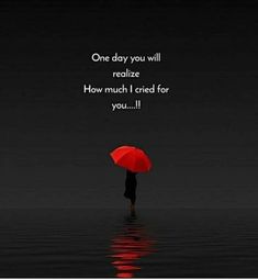 a person holding an umbrella in the water with a quote on it that says, one day you will realize how much i tried for you