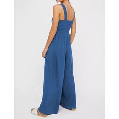 Blue Sleeveless Oversized Wide Leg Jumpsuit Wide Leg Pants Pattern, Pleated Jumpsuit, Wide Leg Romper, Loose Jumpsuit, Boho Romper, Jumpsuit Elegant, Selling Clothes, Sleeveless Jumpsuits, Wide Leg Jumpsuit