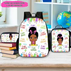 Looking for a gift for your kids for first day of school? Don't miss out on our Kid Backpack, Lunch Bag and Pencil Bag KEY Feature - Backpack size: 15*11*4 inches - Lunch Bag size: 10*7*3 inches - Pencil Bag size: 9*4 inches - Made from smooth and soft canvas - Lightweight and waterproof Processing Time:6-8 business days Shipping time (US):10-12 business days Shipping time (WW):15-25 business days ♥️CAN'T FIND THE ANSWER TO YOUR QUESTION? ♥️If you cannot find the answer to your question, please Customizable Multicolor Bag For Back To School, Customizable Multicolor Back-to-school Bag, Cute Customizable Backpack For Gifts, Cute Customizable Backpack For Gift, Rectangular Backpack Gift For End Of School Year, Rectangular Backpack For End Of School Year Gift, Personalized Cute Backpack For Gift, Cute Personalized Bags For School Events, Pink Backpack Gift For End Of School Year