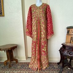 Reduced! New Large Traditional Style Kaftan Dress. Fully Lined. Shoulder Pads. Matching Scarf Included. This Can Easily Be Worn With A Belt For A Smaller Waist Or Clip And Gathered With A Brooch In The Back. Approximately 58” In Length Model Is 5’7.5” And 125lbs No Trades. Bundle And Save! Abaya Hijab Eid Modest Wear Modest Clothing Modest Dress Dishdasha Traditional Dress Thob Jilbab Middle Eastern Dress Henna Dress Wedding Guest Dress Kaftan Red Silk Bollywood Kaftan, Red Silk Traditional Wear With Long Sleeves, Red Anarkali Kaftan For Festive Occasions, Silk Tunic Kaftan For Wedding, Traditional Red Kaftan With Dupatta, Red Embroidered Silk Kaftan, Elegant Red Kaftan With Zari Work, Bollywood Style Silk Tunic Dress, Red Silk Kaftan For Wedding