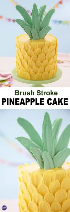 Celebrate summer with this adorable Brush Stroke Pineapple Cake. This cake may look spiky on the outside, but it’s sweet on the inside! Use your favorite coconut or pineapple cake recipe to make three delicious cake layers, then decorate your cake with Candy Melts candy petals and leaves to make it look like a festive pineapple. A fun cake for a summer barbecue, birthday or even a retirement party, this brush stroke cake is sure to be the ‘pine’apple of everyone’s eye! by Makia55 Brushstroke Cake, Pineapple Cake Recipe, Nutella Desserts, Fiesta Tropical, Pineapple Cake, Candy Melts, Fancy Cakes, Cake Decorating Tips, Smash Cake