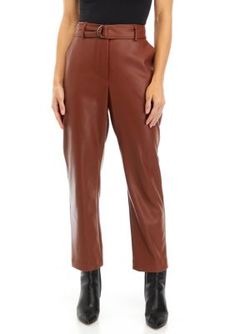 Fashioned in a slim silhouette, these vegan leather pants from Single Thread add chic appeal to your wardrobe. | Single Thread Women's Belted Slim Vegan Leather Pants, X-Large Chic Tapered Leg Leather Pants For Business Casual, Faux Leather Trousers For Business Casual, Faux Leather Pants For Business Casual, Tapered Leg Leather Pants, High-waisted Leather Pants For Business Casual, Business Casual Faux Leather Pants, Sleek Leather Pants With Tapered Leg For Fall, Trendy Faux Leather Business Casual Pants, Trendy Faux Leather Pants For Business Casual