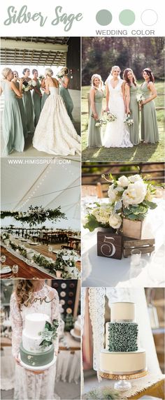 the wedding color scheme is green and white