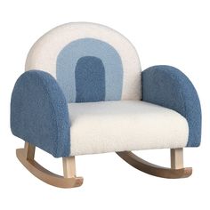 Costway Kids Rocking Chair Children Armchair Velvet Upholstered Sofa w/ Solid Wood Legs Blue Blue Rocking Chair, Toddler Rocking Chair, Toddler Sofa, Baby Rocking Chair, Kids Rocking Chair, Upholstered Rocking Chairs, Kids Armchair, Blue Armchair, Kids Sofa